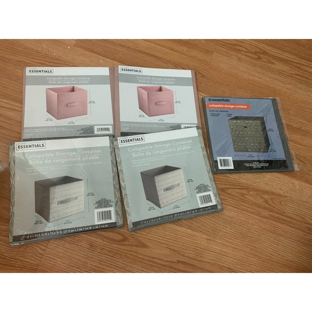 Lot of 5 Essentials Collapsible Storage Containers NEW